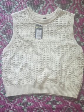 Universal Thread Cream Openwork Crochet Knit Tank